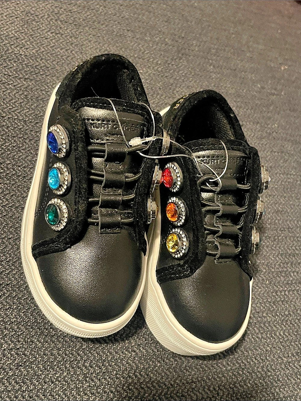 Kids Kurt Geiger Embellished Platform Sneakers in Black & White NWT